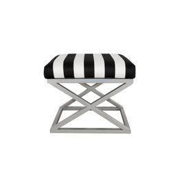 Atelier Del Sofa Puff Plateado, Blanco y Negro, 50x40x42 cm